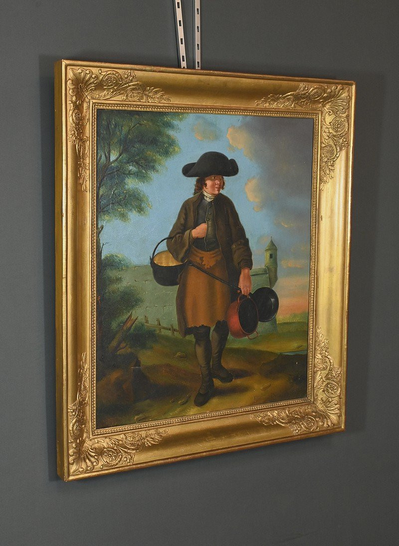 Oil On Canvas "the Tinsmith", Signed Fortière Delavau, 1817 – Early 19th Century-photo-2