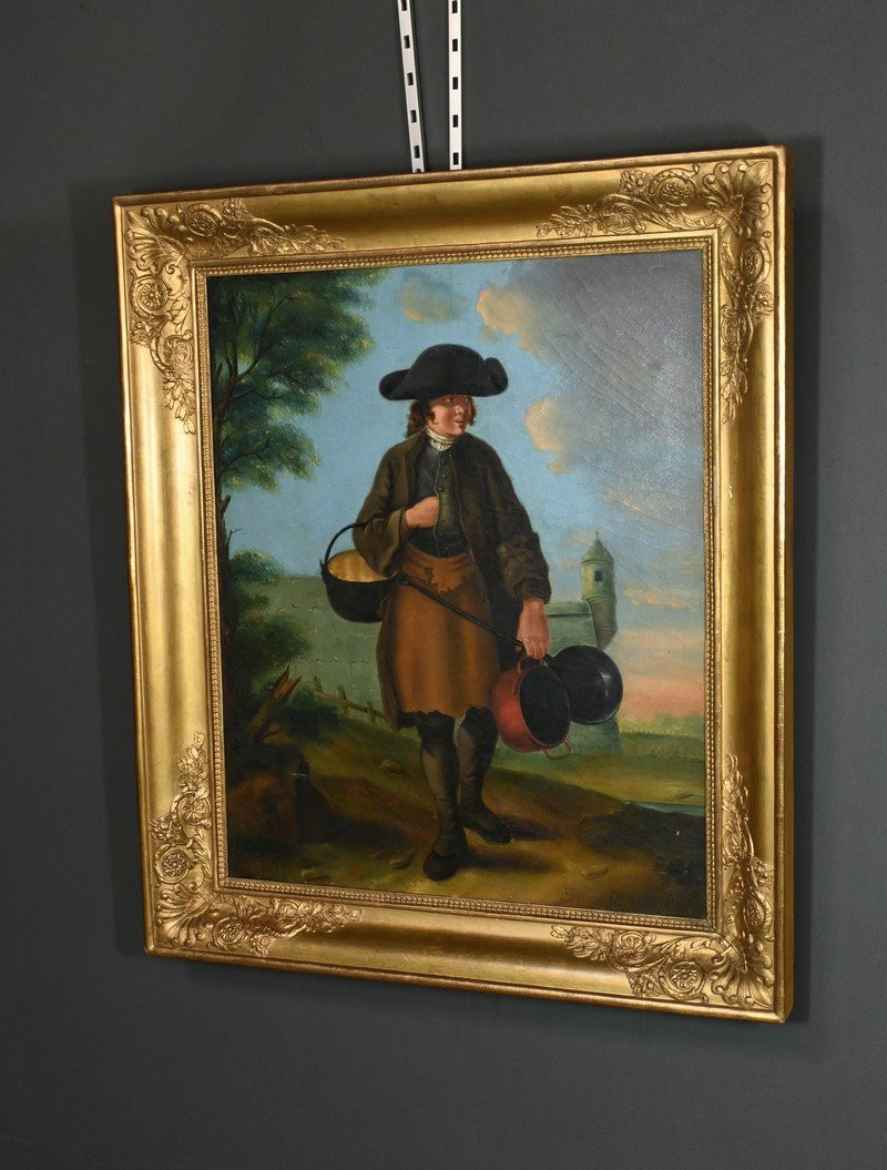 Oil On Canvas "the Tinsmith", Signed Fortière Delavau, 1817 – Early 19th Century-photo-3