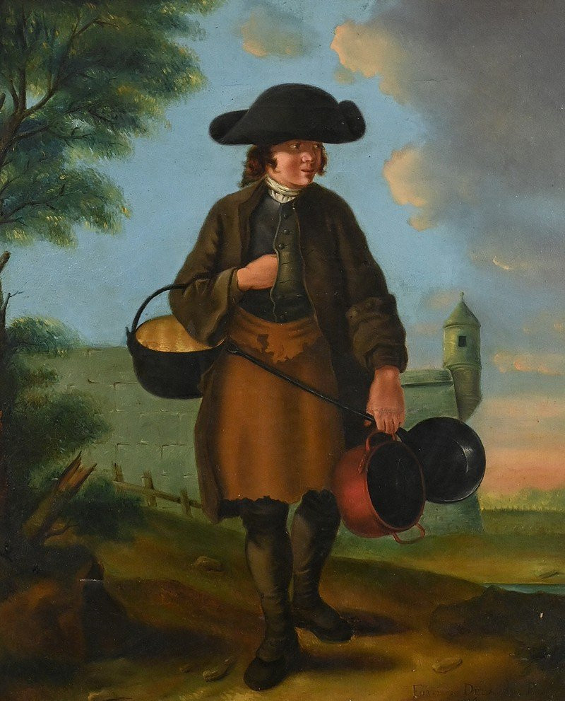Oil On Canvas "the Tinsmith", Signed Fortière Delavau, 1817 – Early 19th Century-photo-4