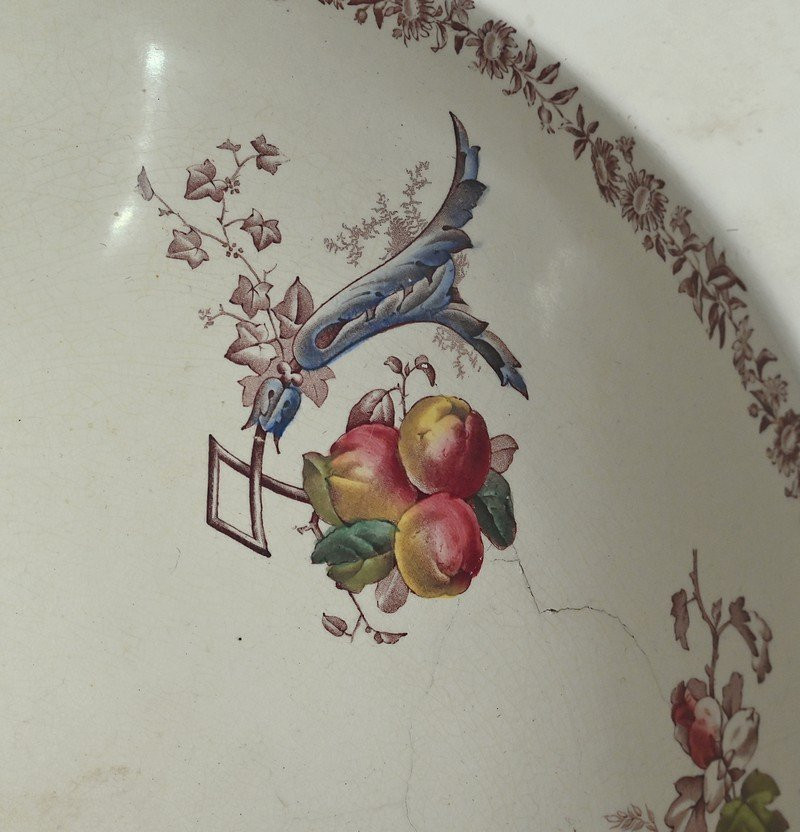 Rare English Porcelain Washbasin, Porcher Factory, Art Nouveau - 1900-photo-2