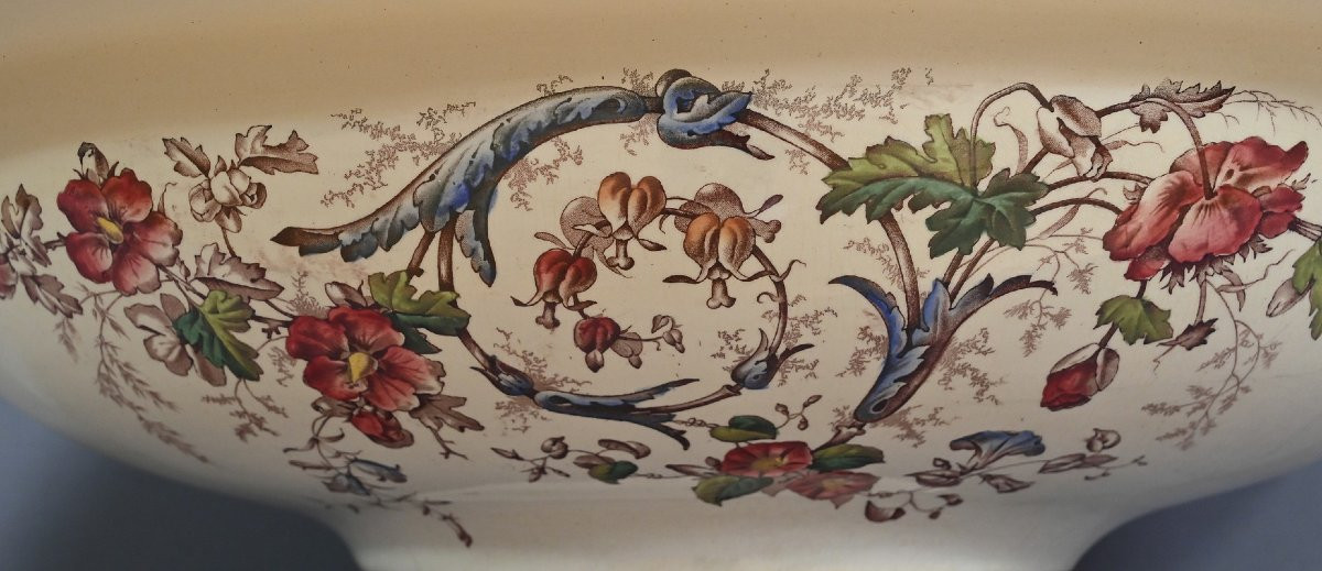 Rare English Porcelain Washbasin, Porcher Factory, Art Nouveau - 1900-photo-4