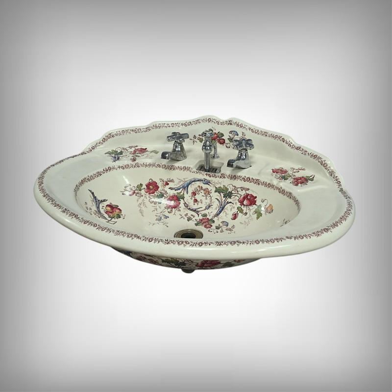 Rare English Porcelain Washbasin, Porcher Factory, Art Nouveau - 1900