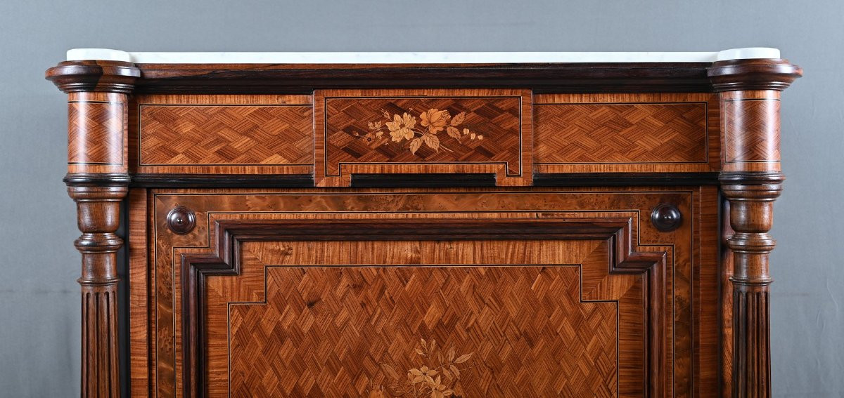 A Marquetry Side Table In Precious Woods, Napoleon III Period – Mid-19th Century-photo-3