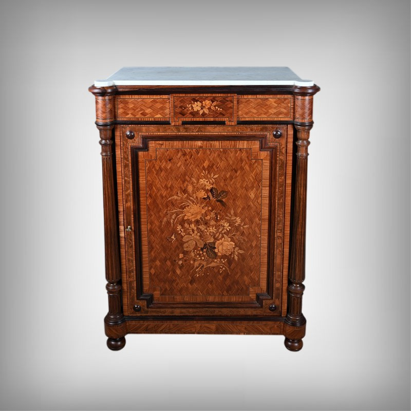 A Marquetry Side Table In Precious Woods, Napoleon III Period – Mid-19th Century