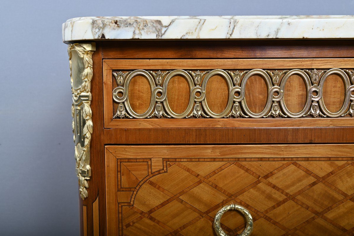 Marquetry Commode, Louis XV/louis XVI Transition Style – Early 20th Century-photo-4
