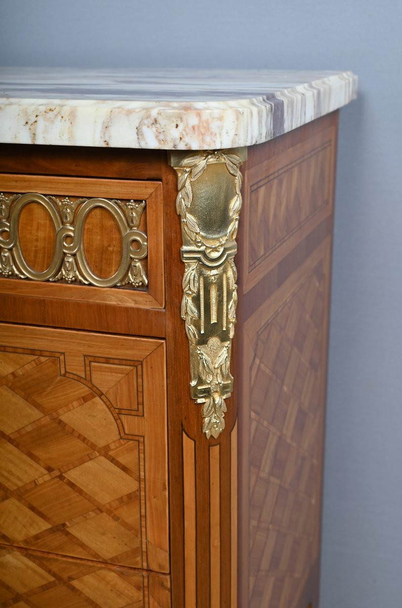 Marquetry Commode, Louis XV/louis XVI Transition Style – Early 20th Century-photo-8
