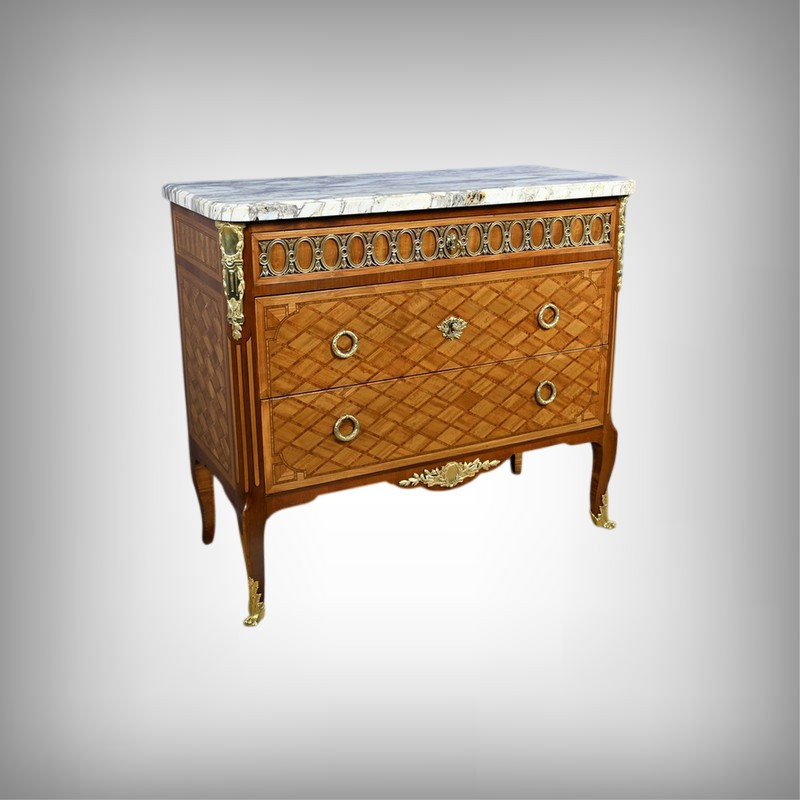 Marquetry Commode, Louis XV/louis XVI Transition Style – Early 20th Century