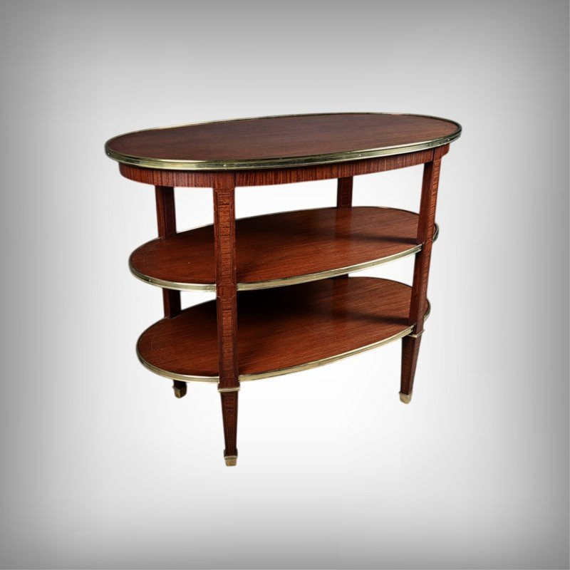 Three-tier Mahogany Serving Cart, Louis XVI Style – 1900-photo-2