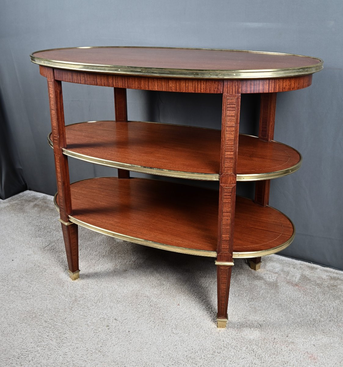Three-tier Mahogany Serving Cart, Louis XVI Style – 1900-photo-3