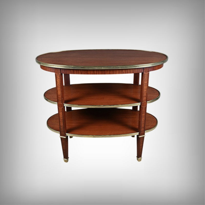Three-tier Mahogany Serving Cart, Louis XVI Style – 1900