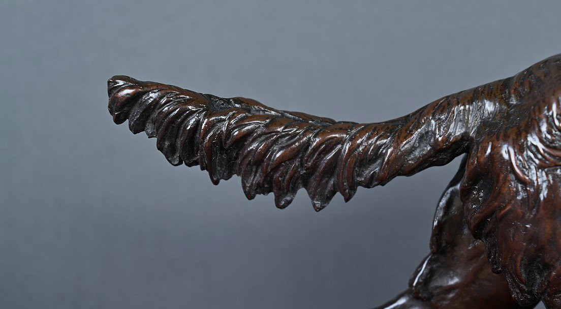 Bronze Sculpture "spaniel On Point", Signed Pj. Mêne – Mid-19th Century-photo-3