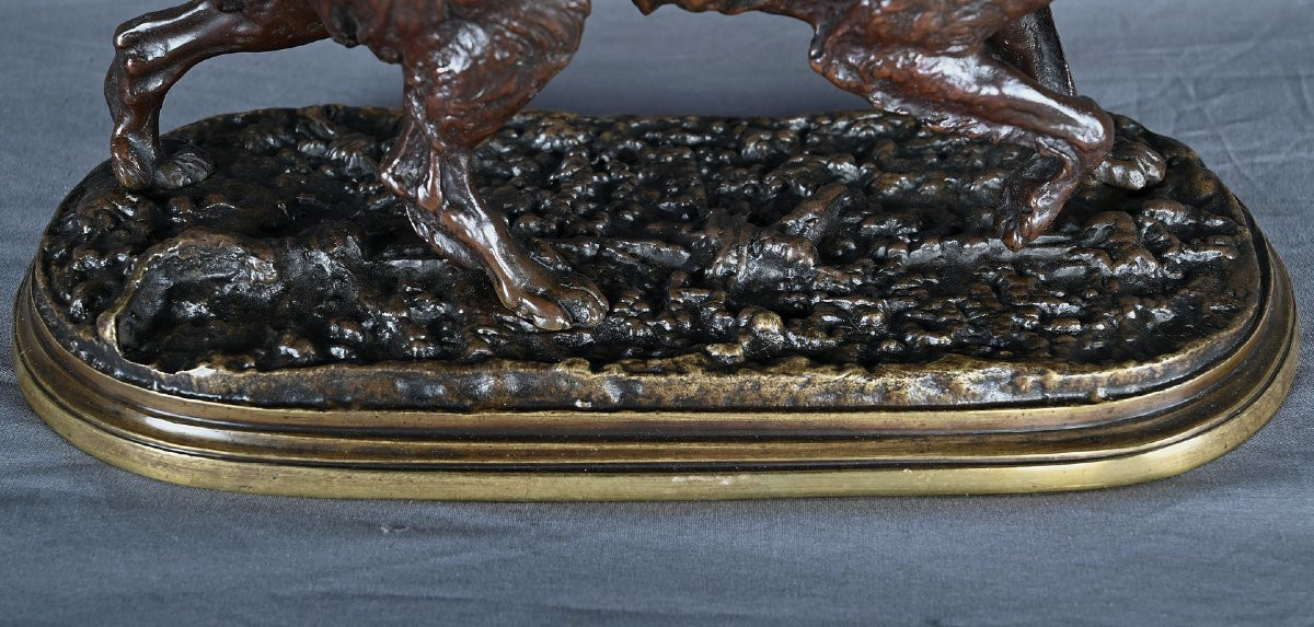 Bronze Sculpture "spaniel On Point", Signed Pj. Mêne – Mid-19th Century-photo-4