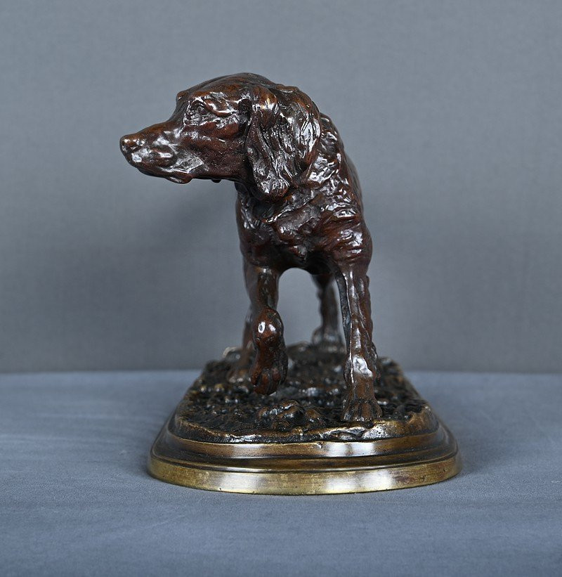 Bronze Sculpture "spaniel On Point", Signed Pj. Mêne – Mid-19th Century-photo-6