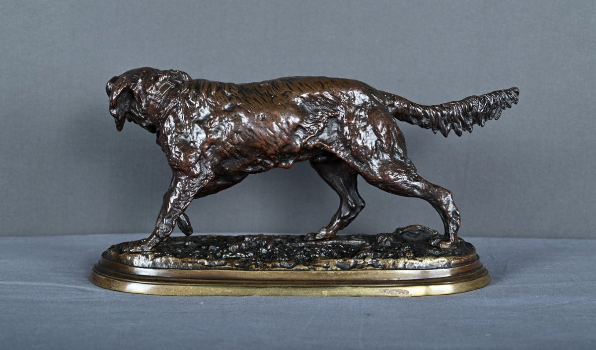 Bronze Sculpture "spaniel On Point", Signed Pj. Mêne – Mid-19th Century-photo-8