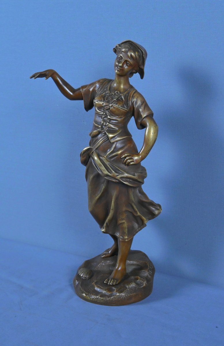 Bronze « La Pêcheuse », H. Giraud – 2nde Part XIXe-photo-2