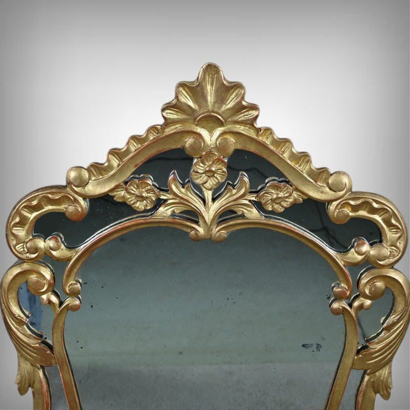 Miroir à Parcloses en Bois Doré, style Louis XV, époque Napoléon III – Milieu XIXe-photo-2