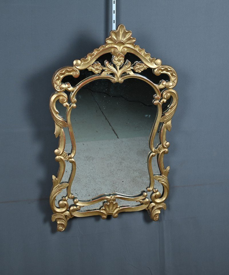 Miroir à Parcloses en Bois Doré, style Louis XV, époque Napoléon III – Milieu XIXe-photo-3