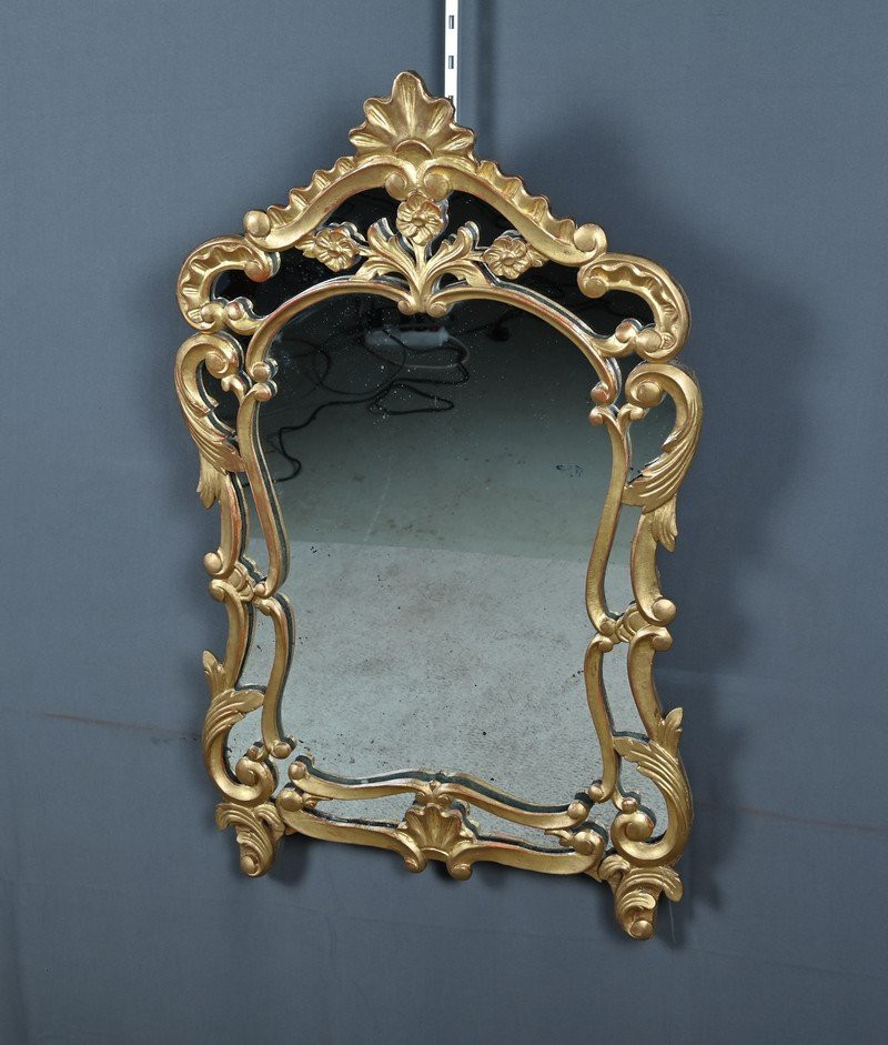 Miroir à Parcloses en Bois Doré, style Louis XV, époque Napoléon III – Milieu XIXe-photo-4