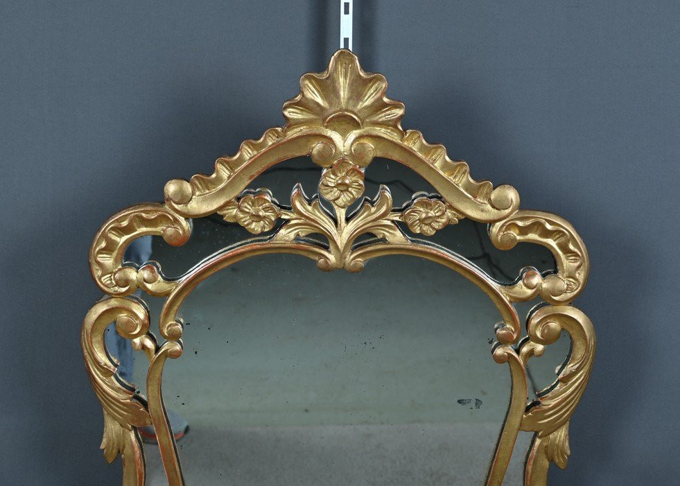 Miroir à Parcloses en Bois Doré, style Louis XV, époque Napoléon III – Milieu XIXe-photo-1