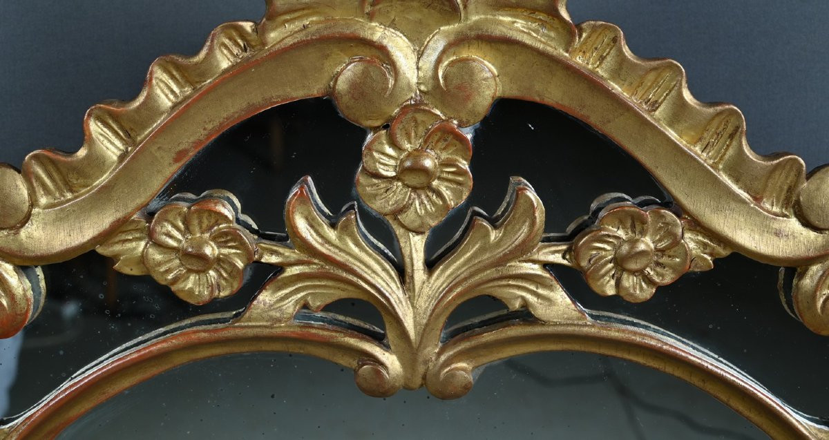 Miroir à Parcloses en Bois Doré, style Louis XV, époque Napoléon III – Milieu XIXe-photo-2