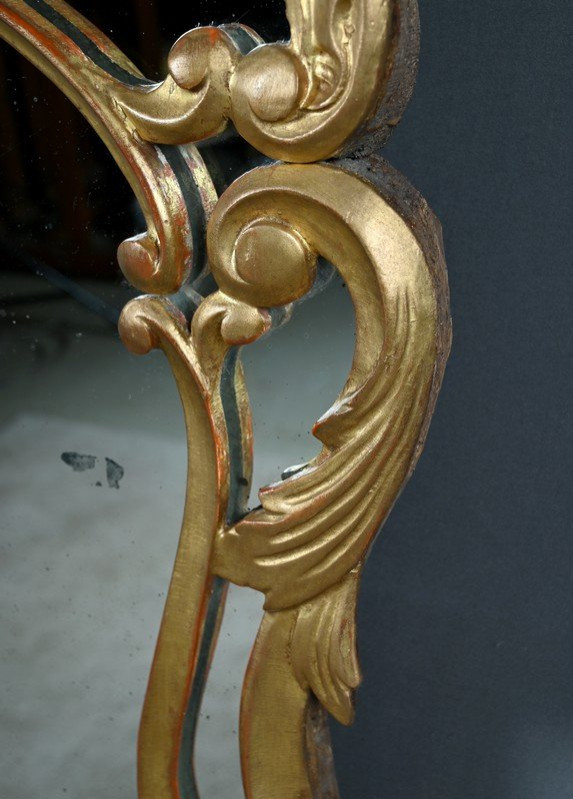 Miroir à Parcloses en Bois Doré, style Louis XV, époque Napoléon III – Milieu XIXe-photo-5