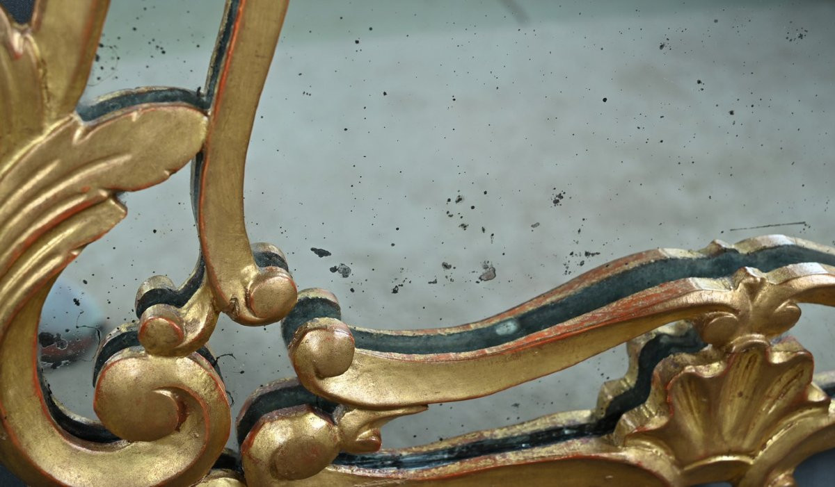 Miroir à Parcloses en Bois Doré, style Louis XV, époque Napoléon III – Milieu XIXe-photo-8