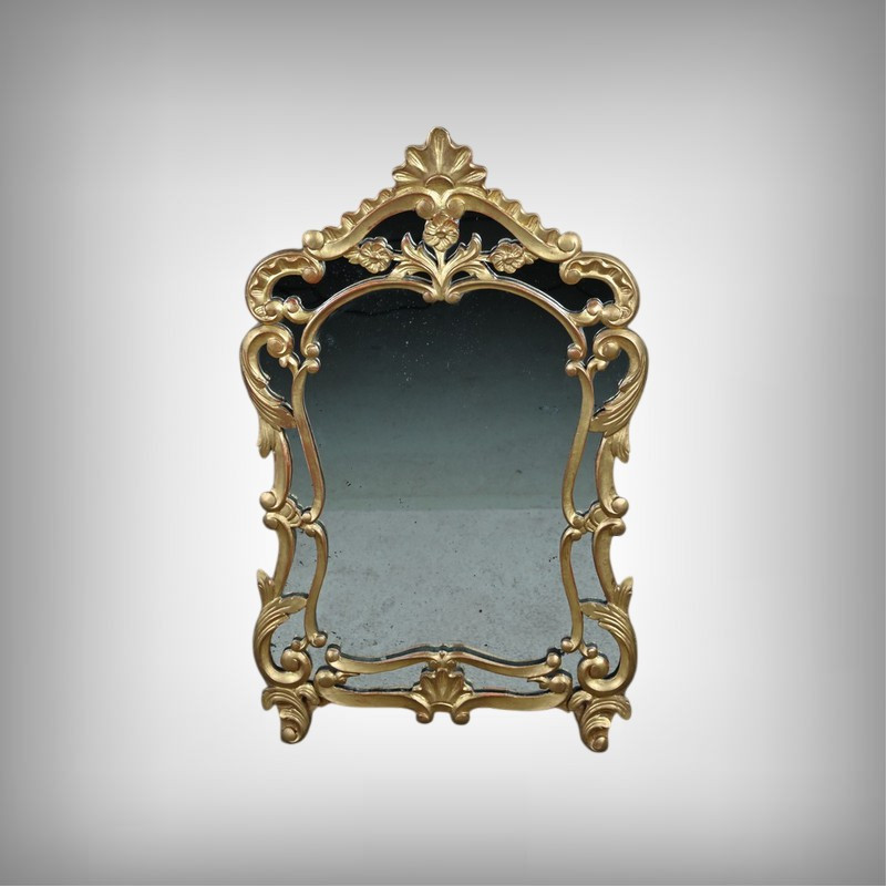 Miroir à Parcloses en Bois Doré, style Louis XV, époque Napoléon III – Milieu XIXe