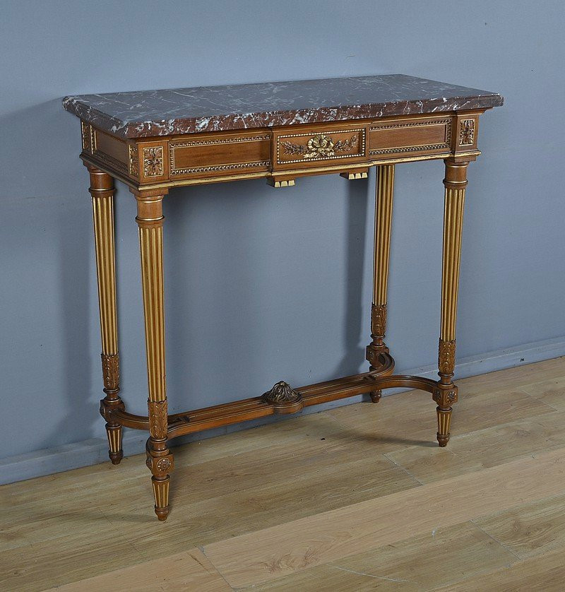 Mahogany Console Table, Louis XVI Style – Second Half Of The 19th Century-photo-4