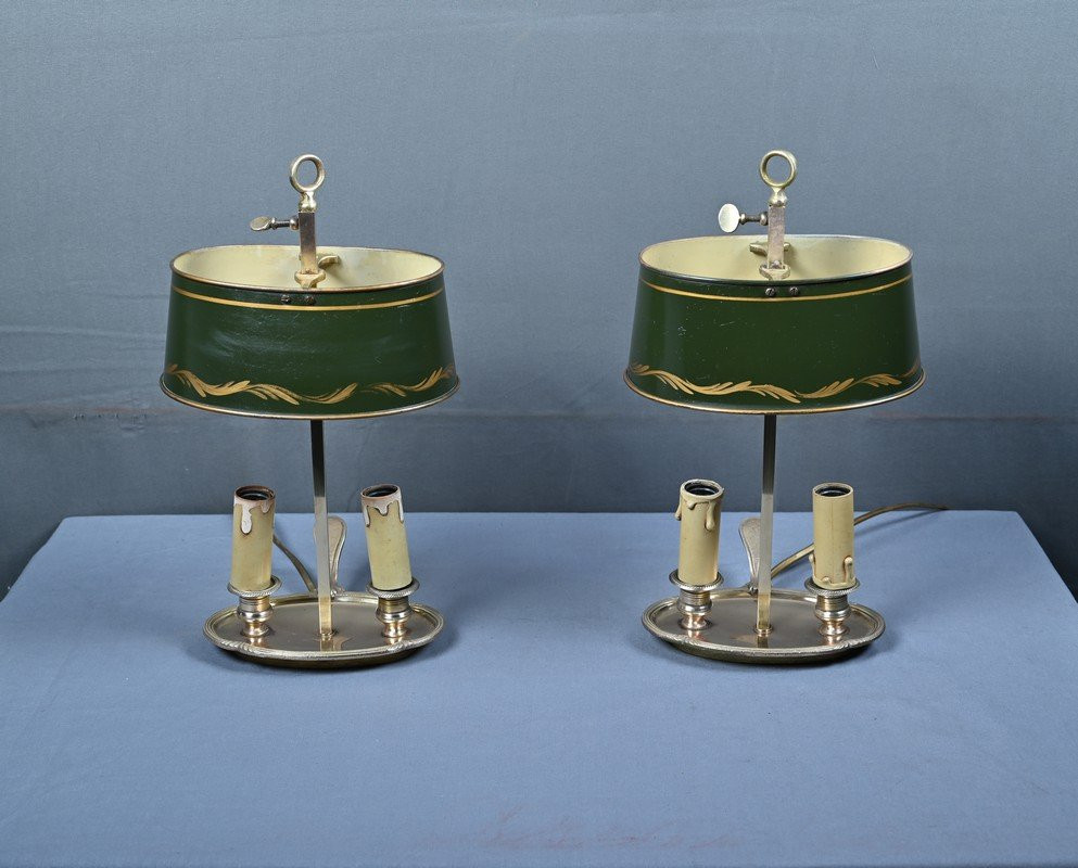 Paire de Lampes « Bouillotte » en Laiton, style Empire – Début XXe-photo-4