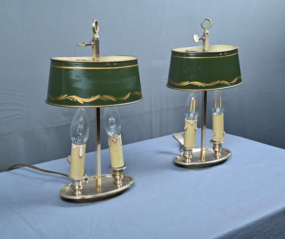 Paire de Lampes « Bouillotte » en Laiton, style Empire – Début XXe-photo-2