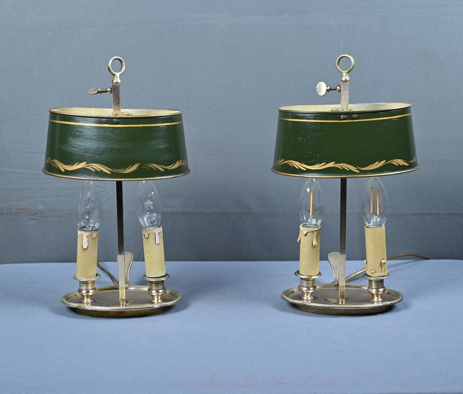 Paire de Lampes « Bouillotte » en Laiton, style Empire – Début XXe-photo-6
