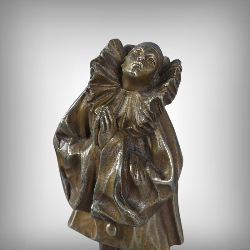 Petit Bronze « Pierrot », signé L. Alliot – Début XXe-photo-2