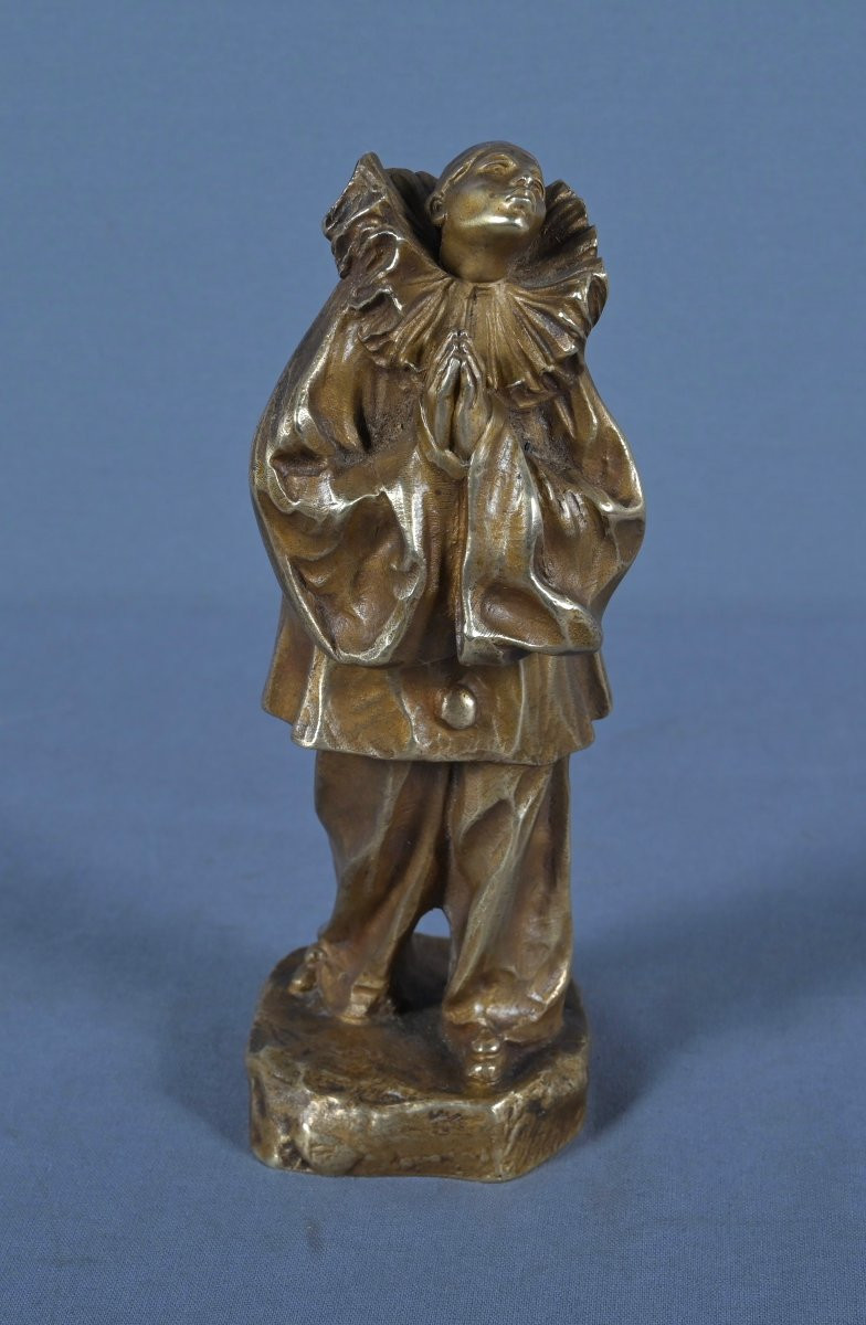 Petit Bronze « Pierrot », signé L. Alliot – Début XXe-photo-3