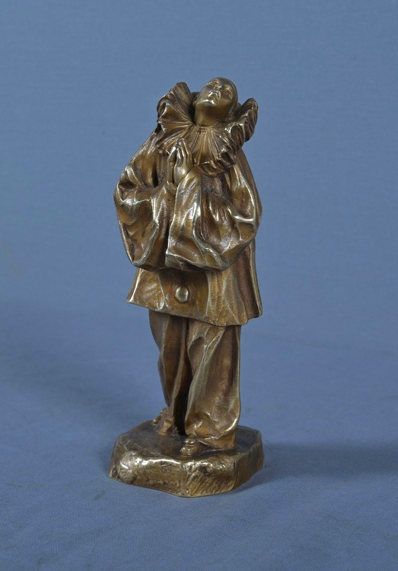 Petit Bronze « Pierrot », signé L. Alliot – Début XXe-photo-1