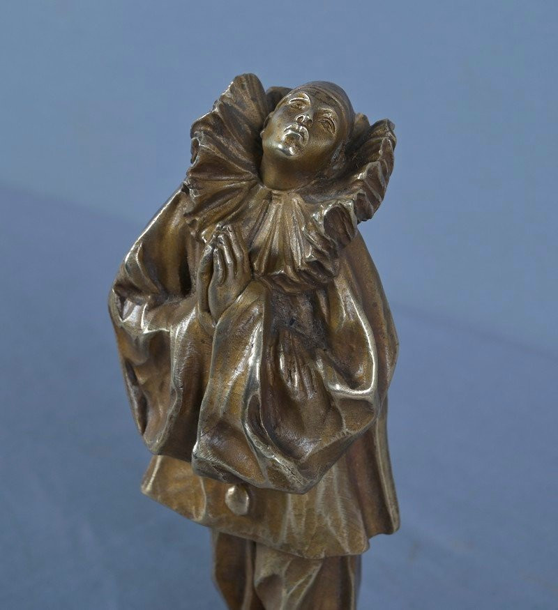 Petit Bronze « Pierrot », signé L. Alliot – Début XXe-photo-2