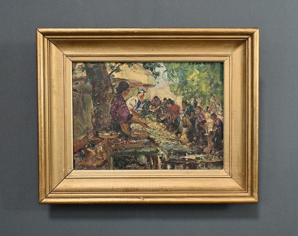 Painting "the Market", By Laurens – Early 20th Century-photo-3