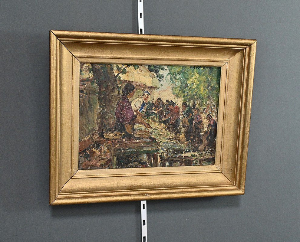 Painting "the Market", By Laurens – Early 20th Century-photo-4