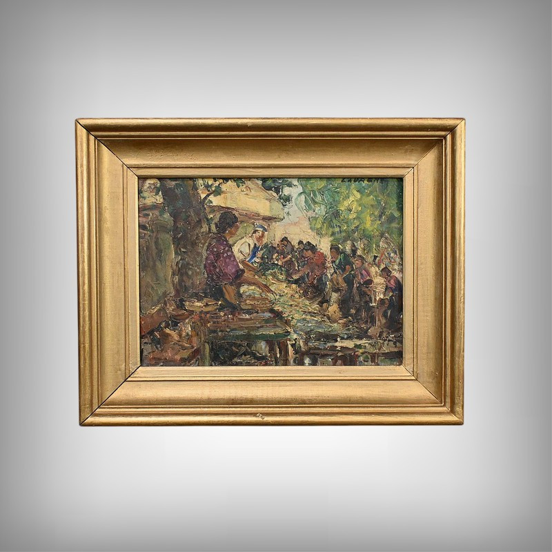 Painting "the Market", By Laurens – Early 20th Century