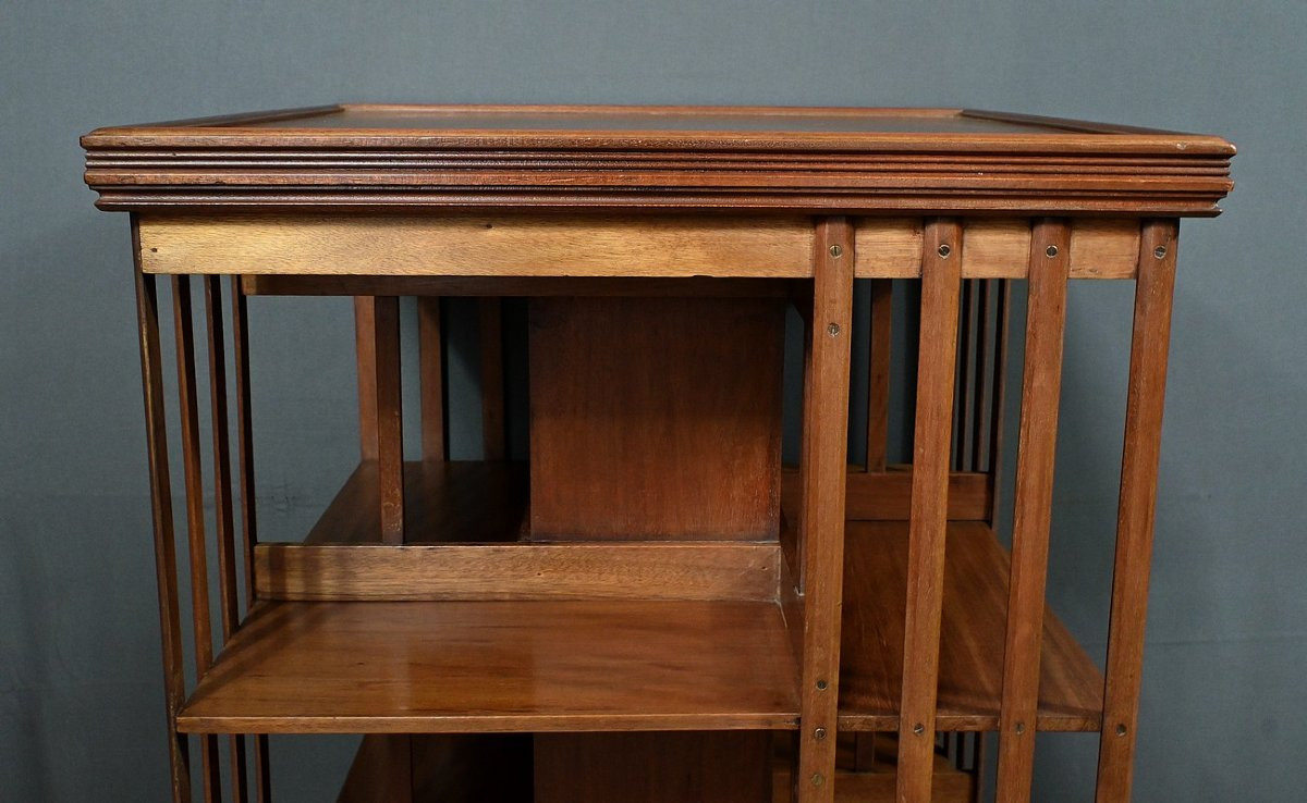 Grande Bibliothèque Tournante en Acajou, Angleterre – Fin XIXe-photo-4