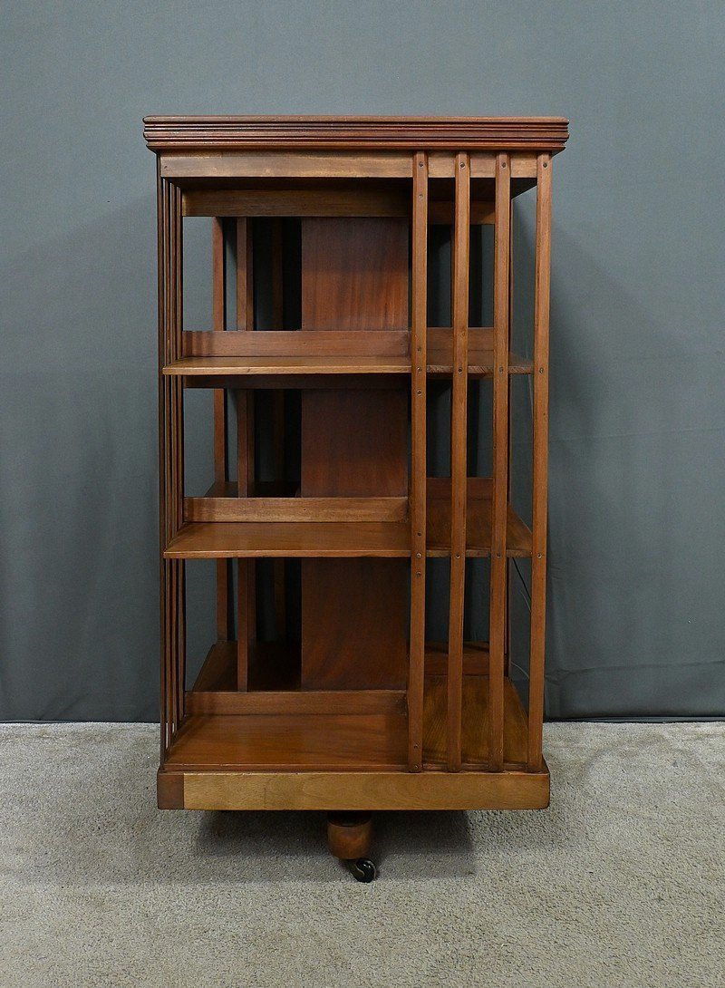 Grande Bibliothèque Tournante en Acajou, Angleterre – Fin XIXe-photo-3