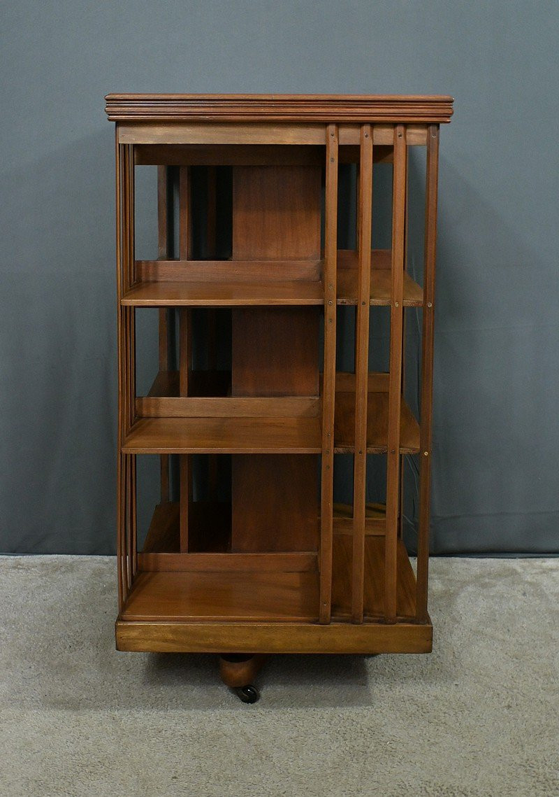 Grande Bibliothèque Tournante en Acajou, Angleterre – Fin XIXe-photo-4