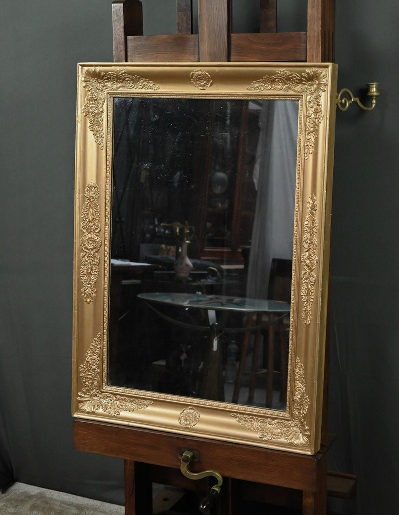 Important Miroir en bois doré, style Restauration – Milieu XIXe-photo-4