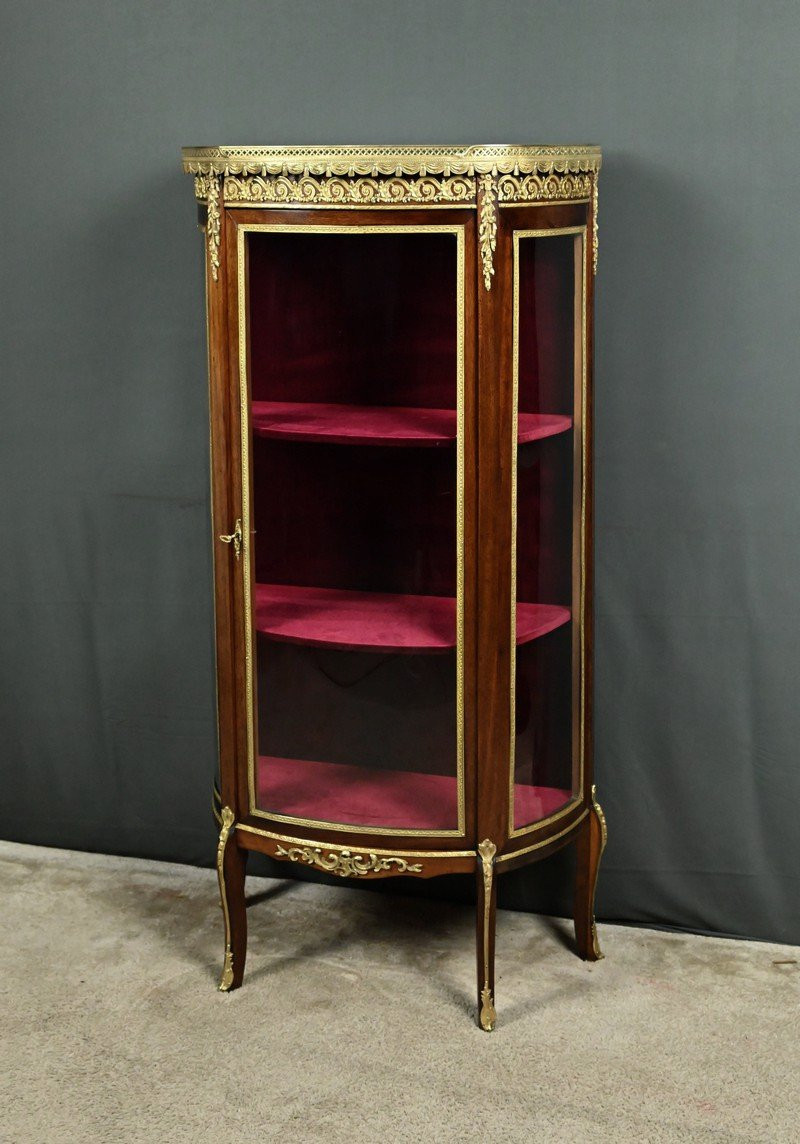 Small Mahogany Display Cabinet, Louis XV-louis XVI Transitional Style – Early 20th Century-photo-4