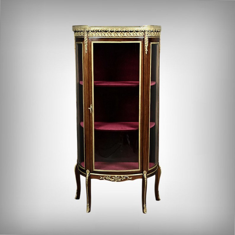 Small Mahogany Display Cabinet, Louis XV-louis XVI Transitional Style – Early 20th Century