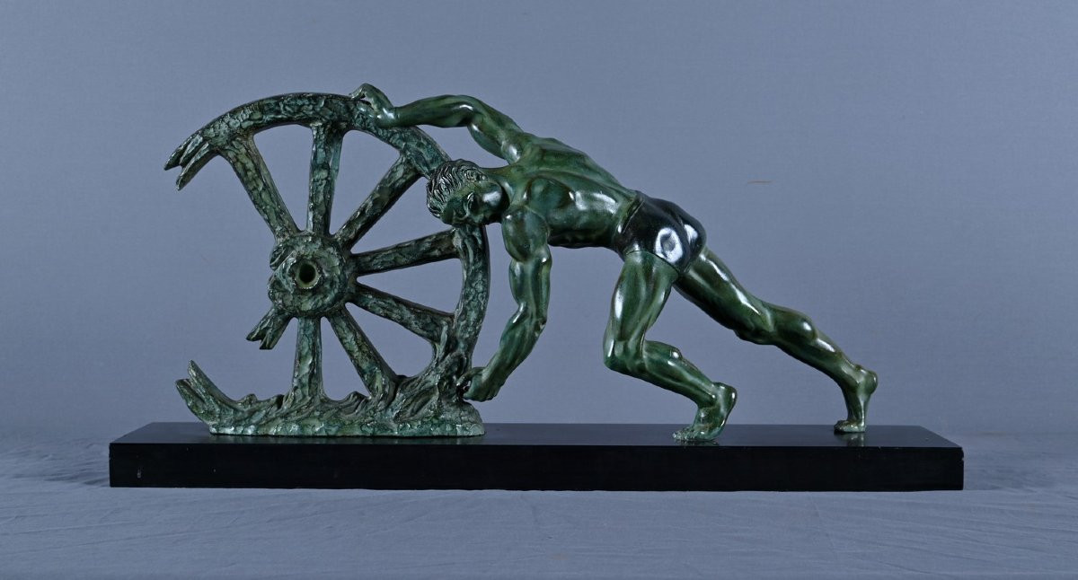 Important Bronze Sculpture "allegory Of Strength", Art Deco – 1940-photo-3