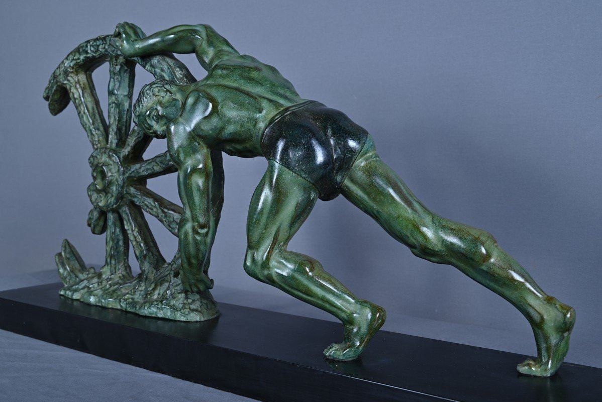 Important Bronze Sculpture "allegory Of Strength", Art Deco – 1940-photo-6