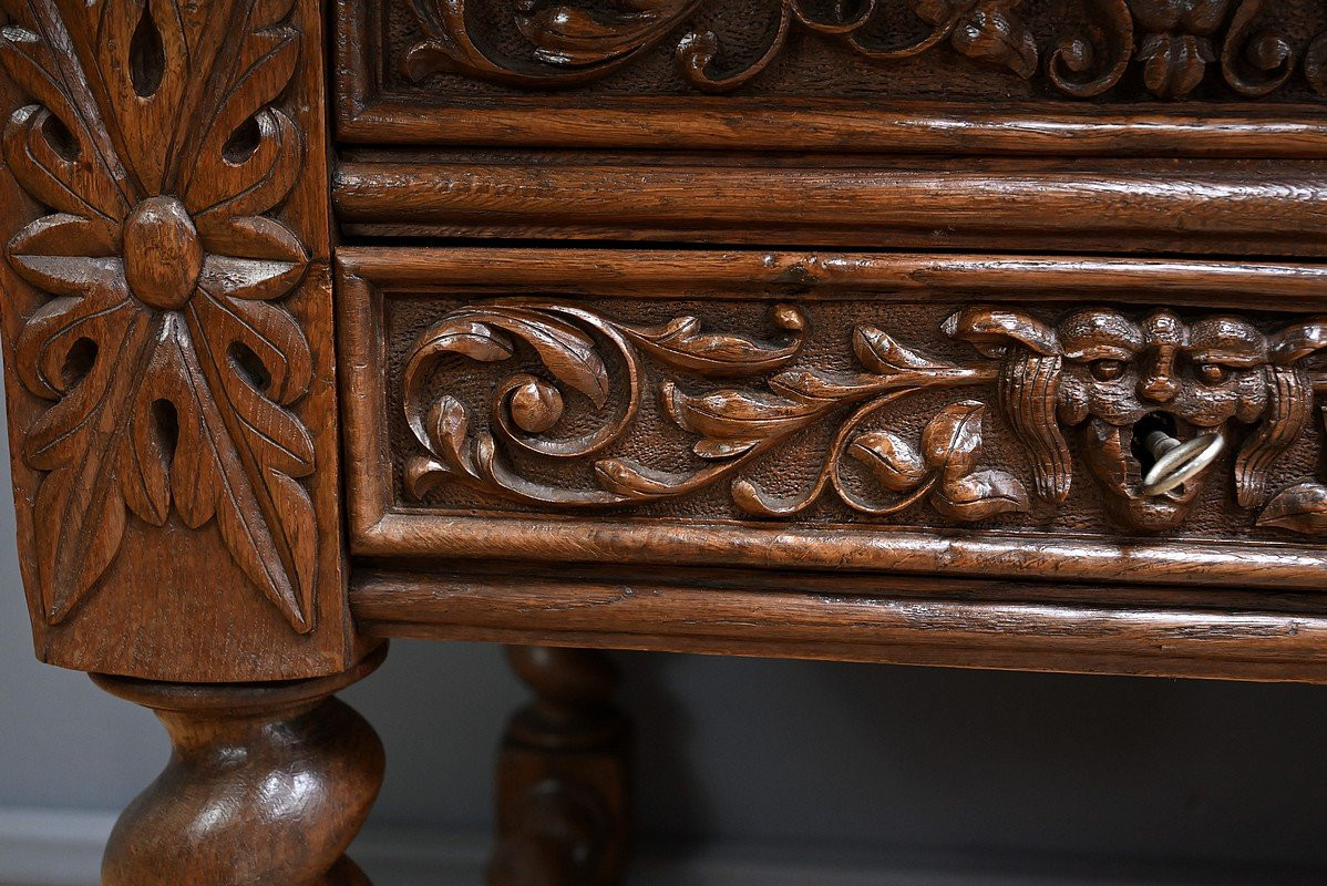 Oak Desk, Neo-gothic Style – Late 19th Century-photo-5