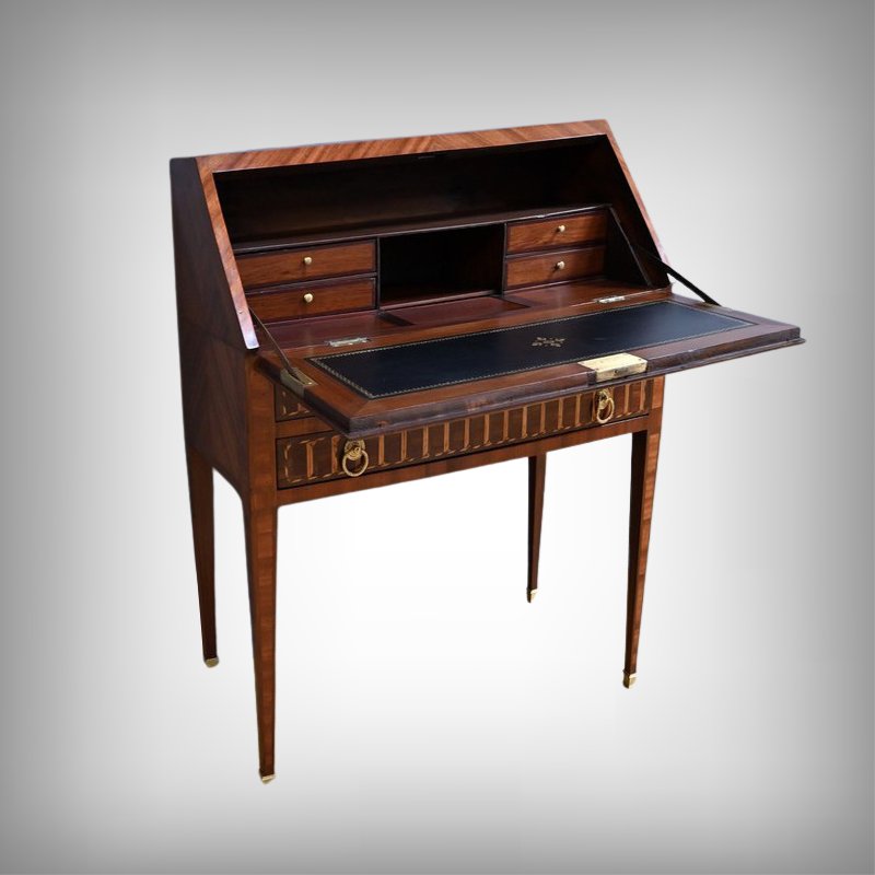 Slant-front Desk In Rosewood And Mahogany, Louis XVI Style – Mid-19th Century-photo-2