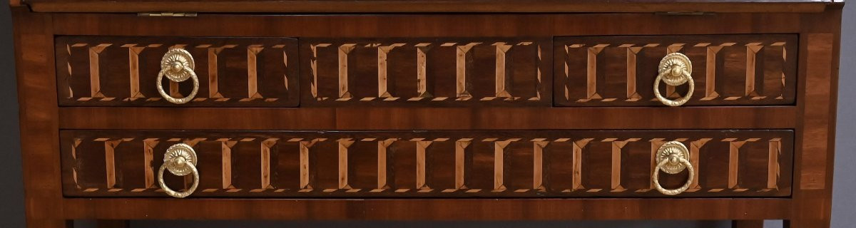 Slant-front Desk In Rosewood And Mahogany, Louis XVI Style – Mid-19th Century-photo-4