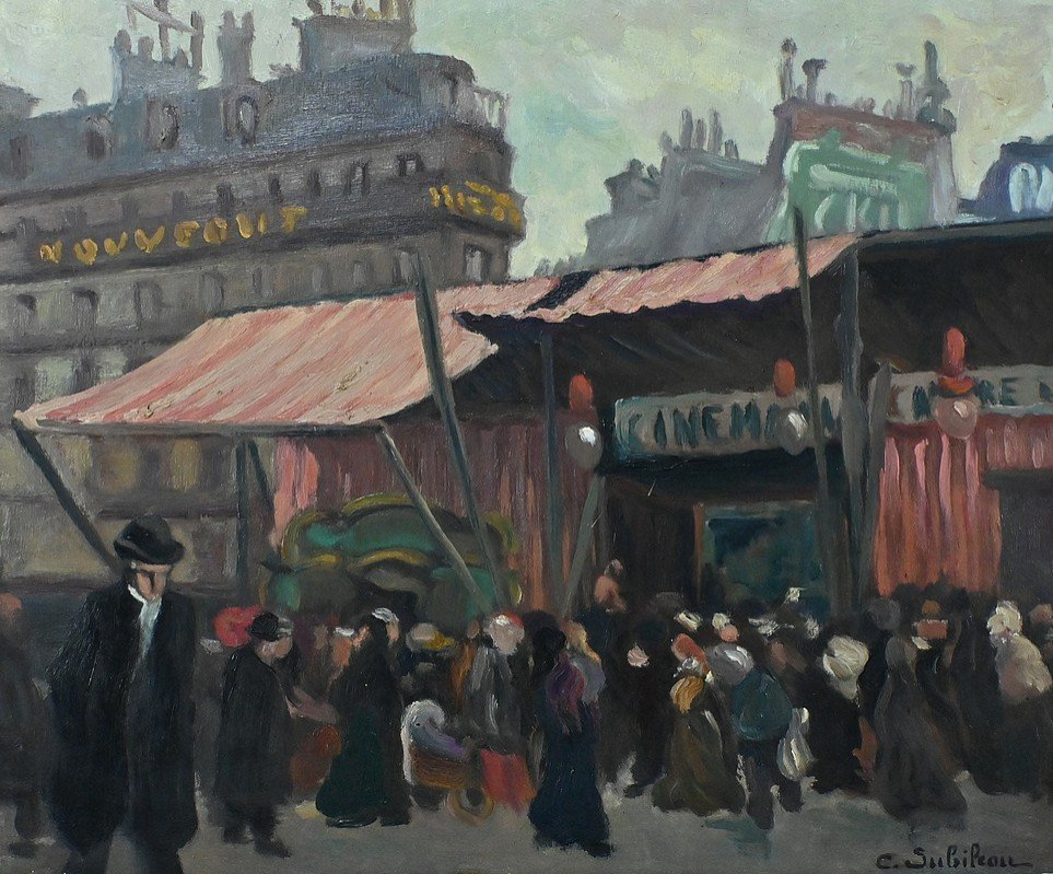 Tableau « Scène de Rue », de C. Subileau – Début XXe-photo-3